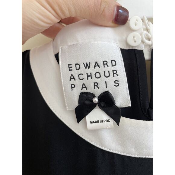 Edward Achour Paris Colorblock Sleeveless Blouse Black White Italy 36‎ US4 - Picture 5 of 11